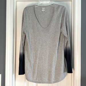 Nic + Zoe Ombré Grey V Neck Sweater Size L